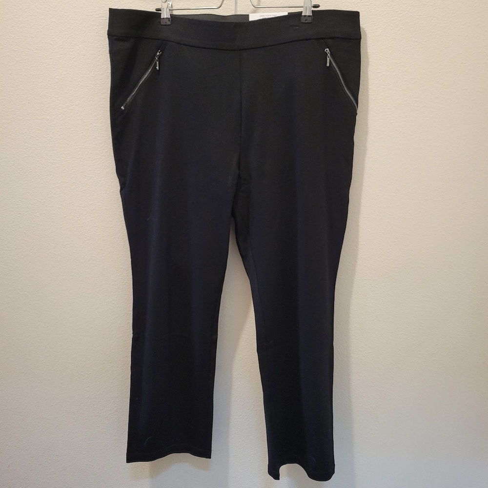 INC Core Ponte Straight Leg High Rise Women's 26W Black Stretch Dress Pants